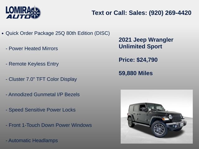 Used 2021 Jeep Wrangler Unlimited Sport AWD/4WD image 14