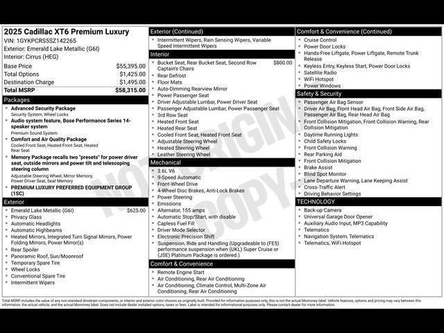 Certified 2025 Cadillac XT6 Premium Luxury FWD image 15