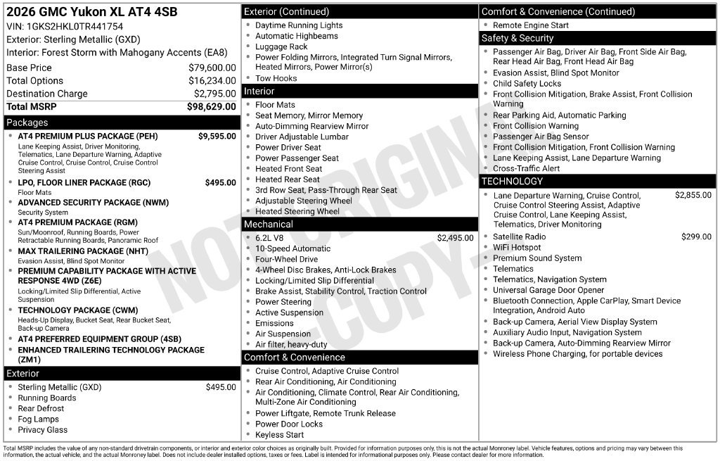 New 2026 GMC Yukon XL AT4 w/ AT4 Premium Plus Package AWD/4WD image 53