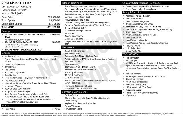 Used 2023 Kia K5 GT-Line AWD/4WD image 2