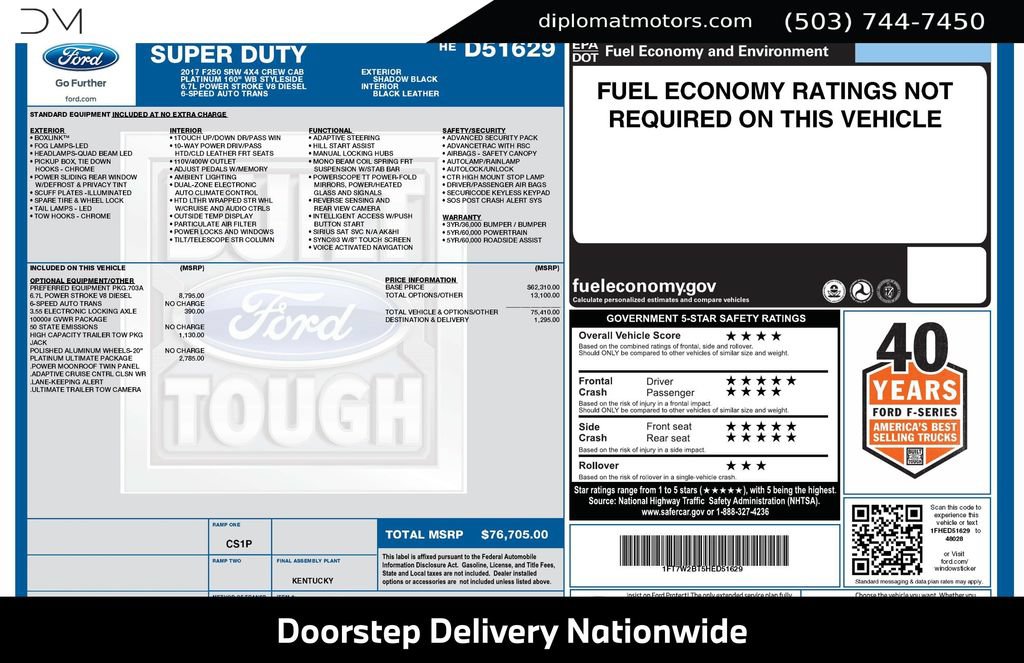 Used 2017 Ford F250 Platinum w/ Platinum Ultimate Package AWD/4WD image 2