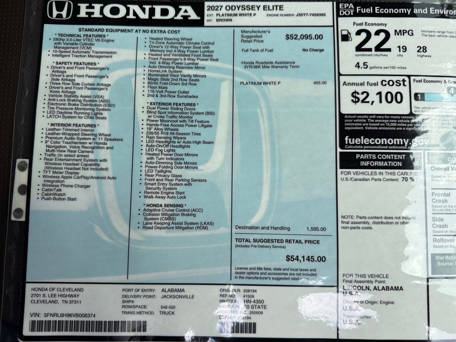 New 2027 Honda Odyssey Elite image 16