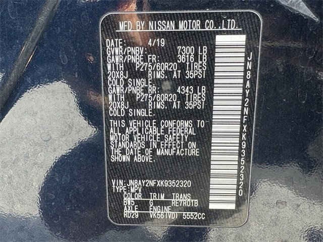 Used 2019 Nissan Armada Platinum w/ Captain's Chairs Package image 35