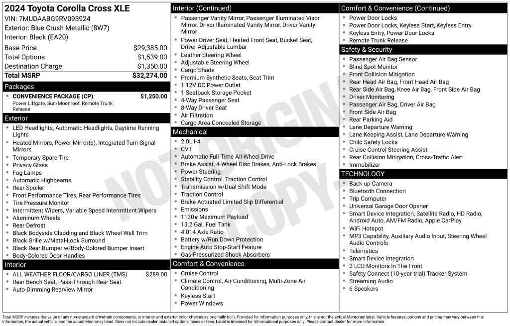 Used 2024 Toyota Corolla Cross XLE w/ Convenience Package AWD/4WD image 11