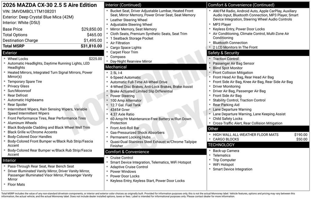 New 2026 MAZDA CX-30 AWD 2.5 S image 6