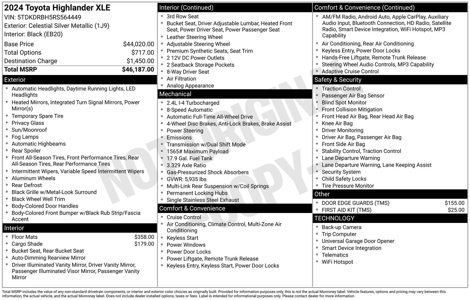 Used 2024 Toyota Highlander XLE AWD/4WD image 6