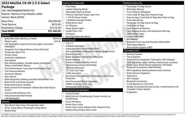 Used 2023 MAZDA CX-30 AWD 2.5 S w/ Select Package image 5