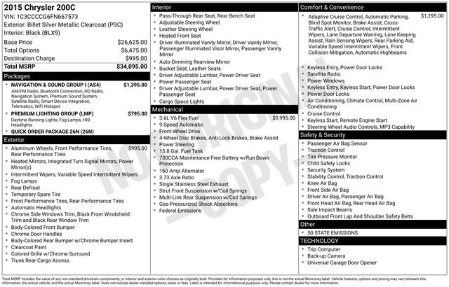 Used 2015 Chrysler 200 C w/ Navigation & Sound Group I image 37