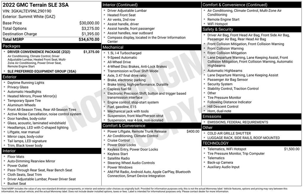 Used 2022 GMC Terrain SLE w/ Driver Convenience Package image 4