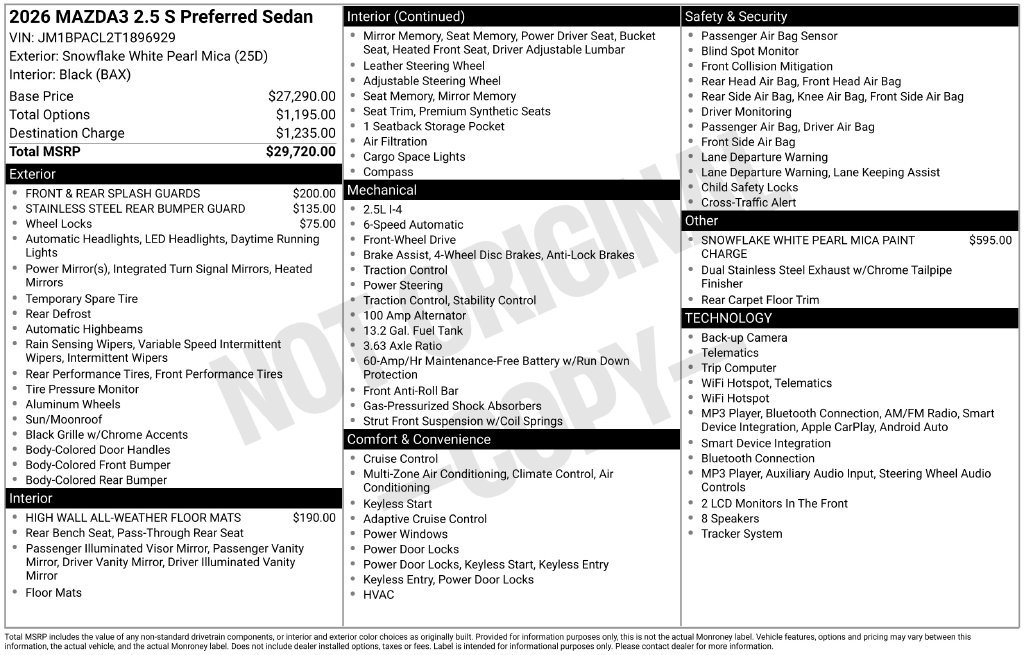 New 2026 MAZDA MAZDA3 2.5 S Sedan w/ Preferred Pkg FWD image 35