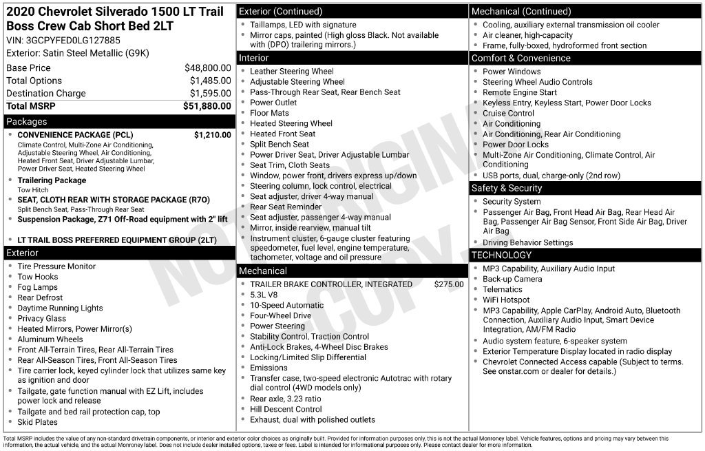 Used 2020 Chevrolet Silverado 1500 LT Trail Boss w/ Convenience Package AWD/4WD image 37