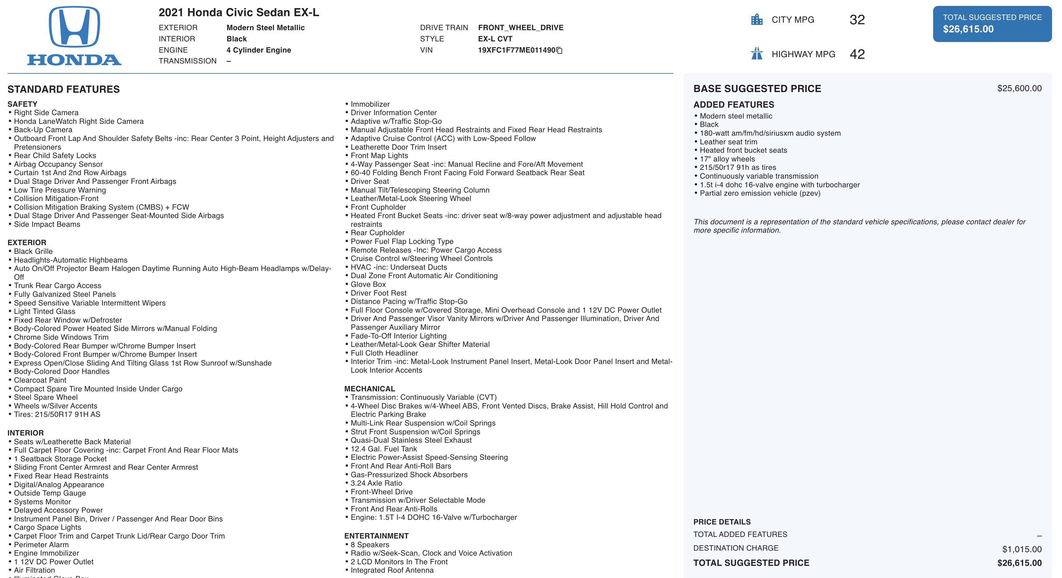 Used 2021 Honda Civic EX-L image 5