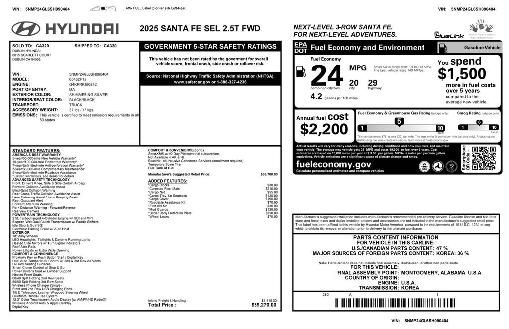 Used 2025 Hyundai Santa Fe SEL image 4