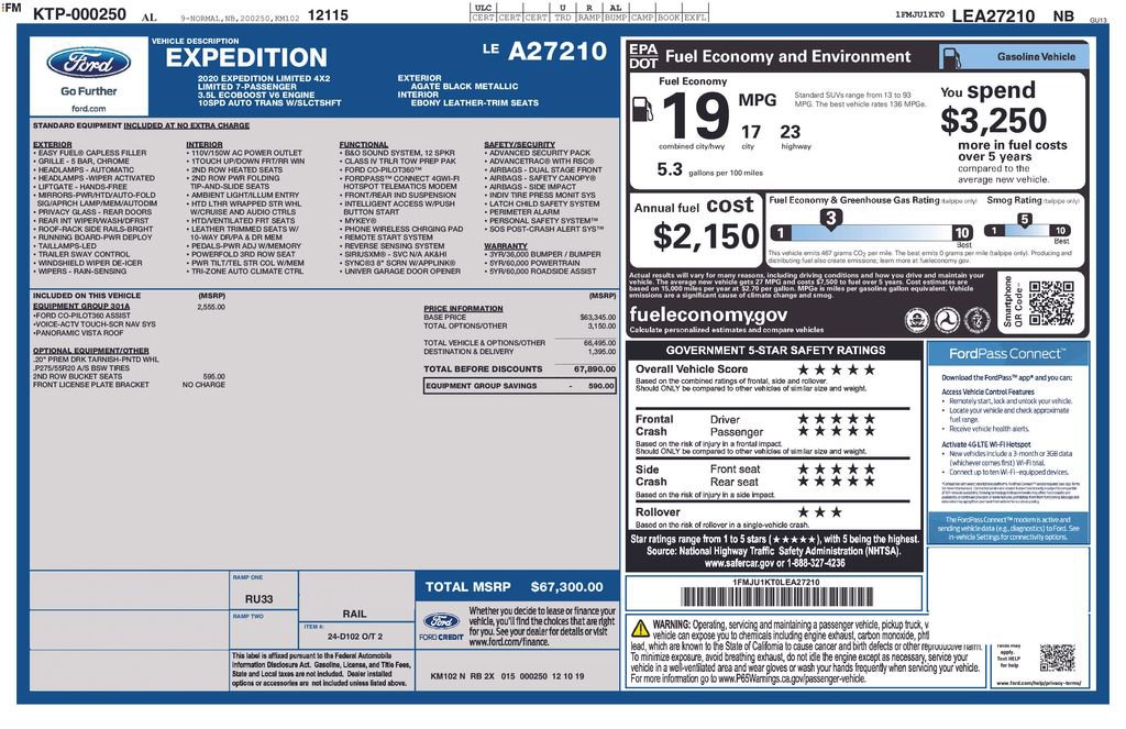 Certified 2020 Ford Expedition Limited w/ Equipment Group 301A image 5