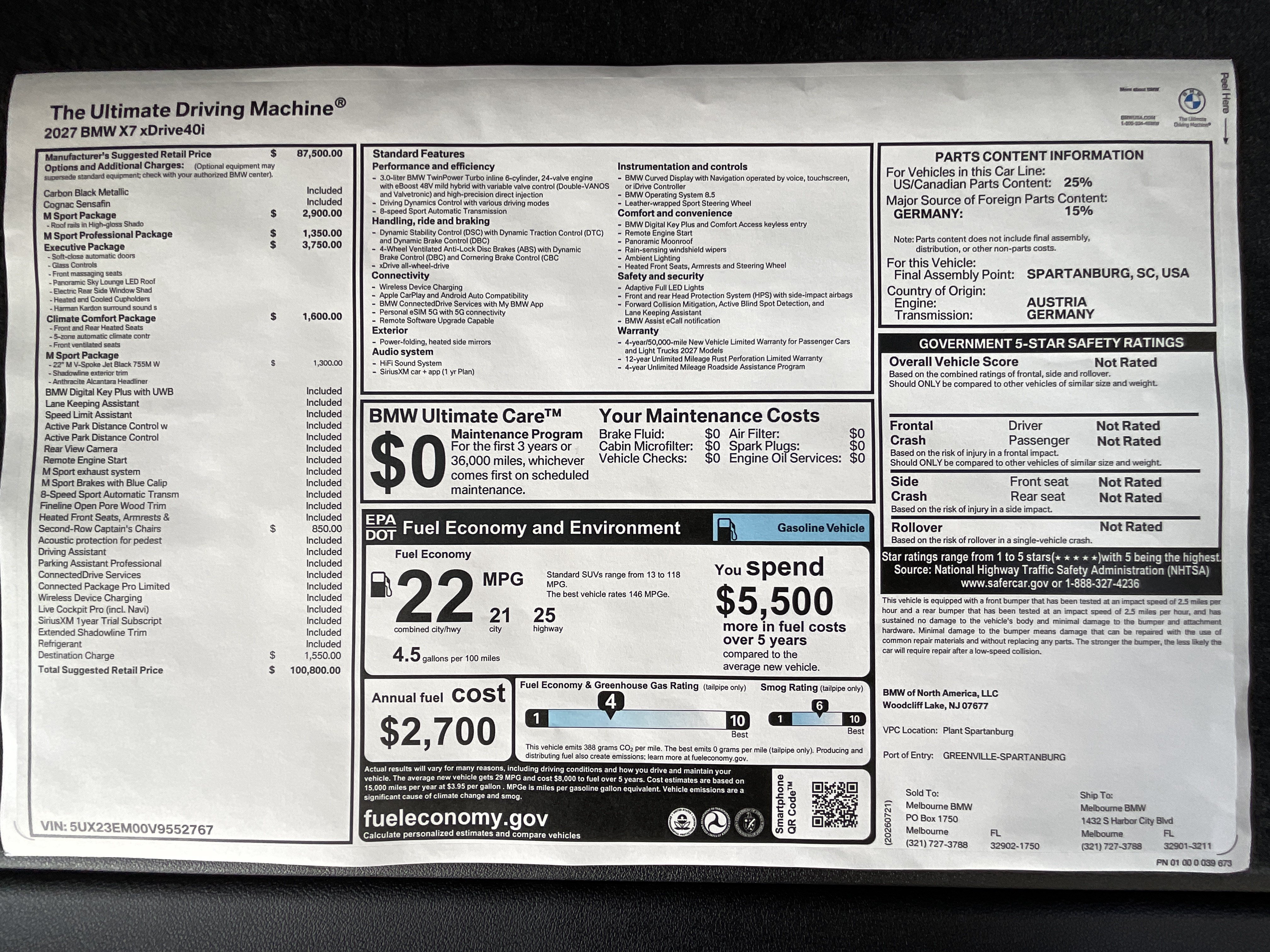 New 2027 BMW X7 xDrive40i w/ Executive Package AWD/4WD image 36