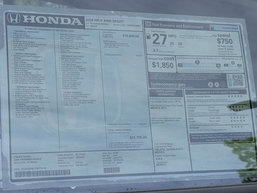 New 2026 Honda HR-V Sport image 25
