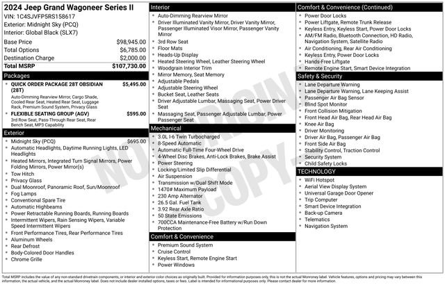 New 2024 Jeep Grand Wagoneer Series II w/ Quick Order Packagew 28T image 4