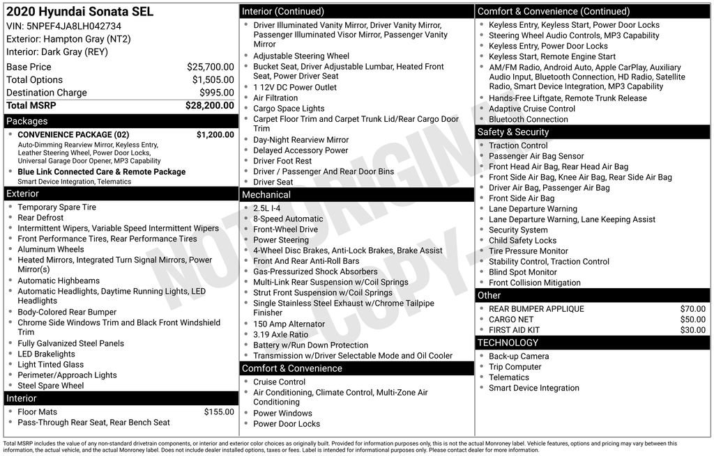 Used 2020 Hyundai Sonata SEL w/ Convenience Package FWD image 6