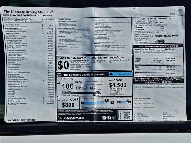 Used 2026 BMW i5 eDrive40 w/ M Sport Package RWD image 17