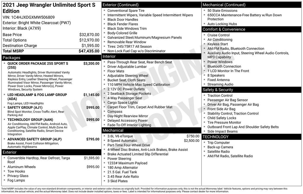 Used 2021 Jeep Wrangler Unlimited Sport image 15