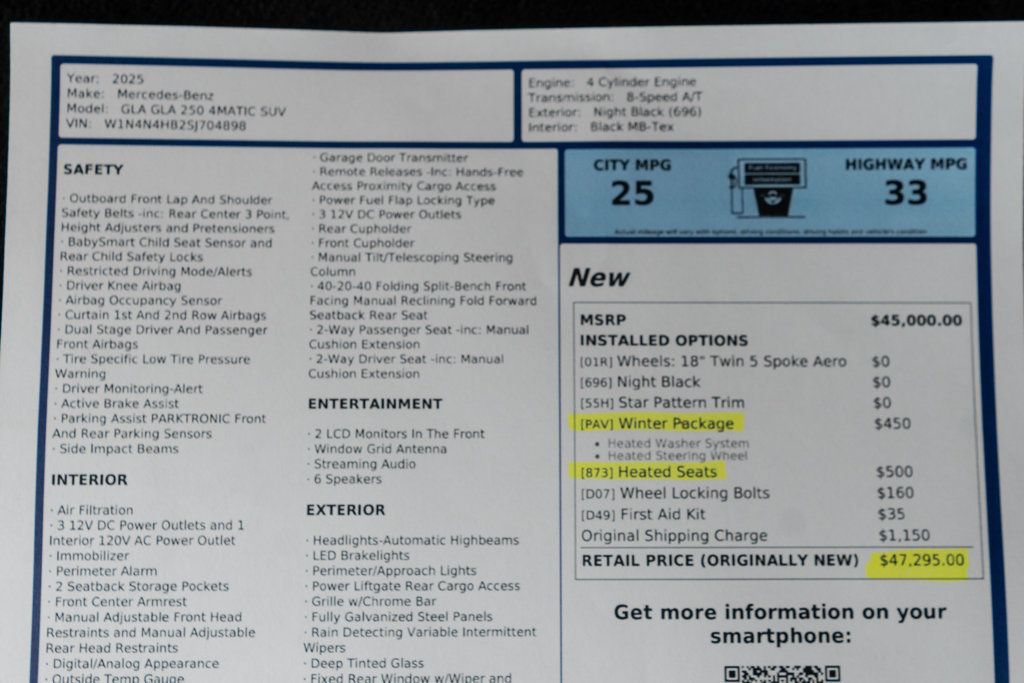Used 2025 Mercedes-Benz GLA 250 4MATIC w/ Winter Package image 47