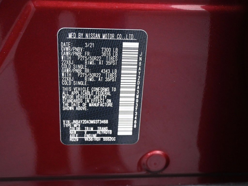 Used 2021 Nissan Armada Platinum w/ Captain's Chairs Package image 12