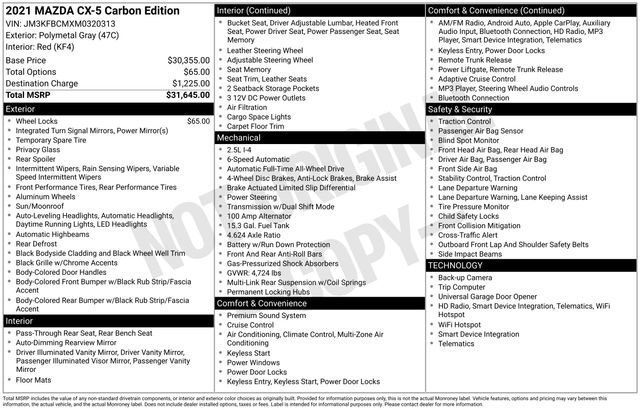 Used 2021 MAZDA CX-5 Carbon Edition image 34