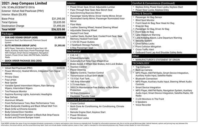 Used 2021 Jeep Compass Limited w/ Sun and Sound Group AWD/4WD image 4