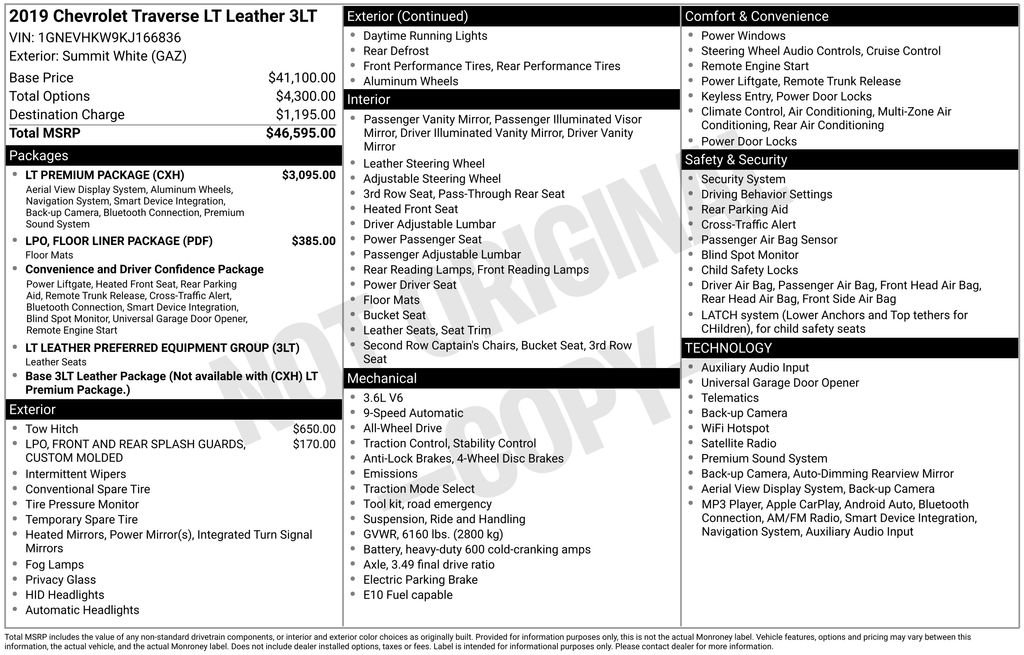 Used 2019 Chevrolet Traverse LT w/ LT Premium Package AWD/4WD image 6