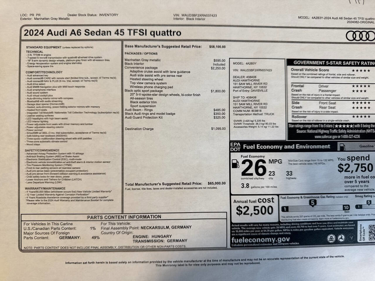 Used 2024 Audi A6 2.0T Premium w/ Convenience Package image 40