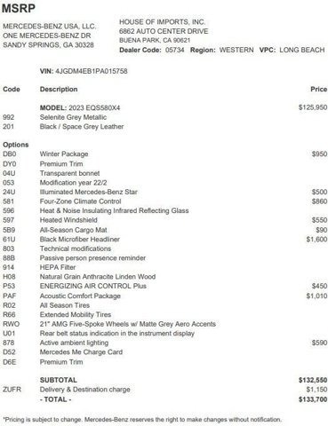 Certified 2023 Mercedes-Benz EQS 580 4MATIC SUV image 3