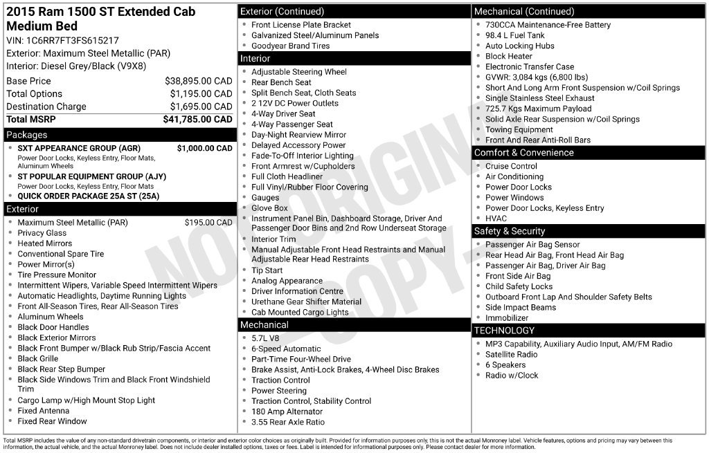 Used 2015 RAM 1500 ST w/ SXT Appearance Group AWD/4WD image 10