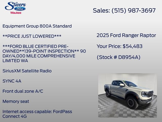 Certified 2025 Ford Ranger Raptor AWD/4WD image 8