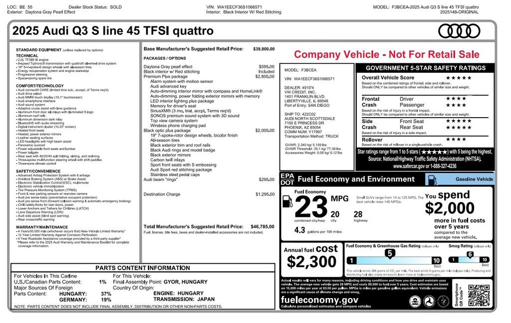 Used 2025 Audi Q3 2.0T Premium Plus w/ Premium Plus Package AWD/4WD image 3