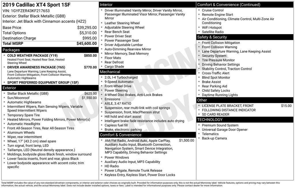 Used 2019 Cadillac XT4 Sport w/ Cold Weather Package FWD image 7