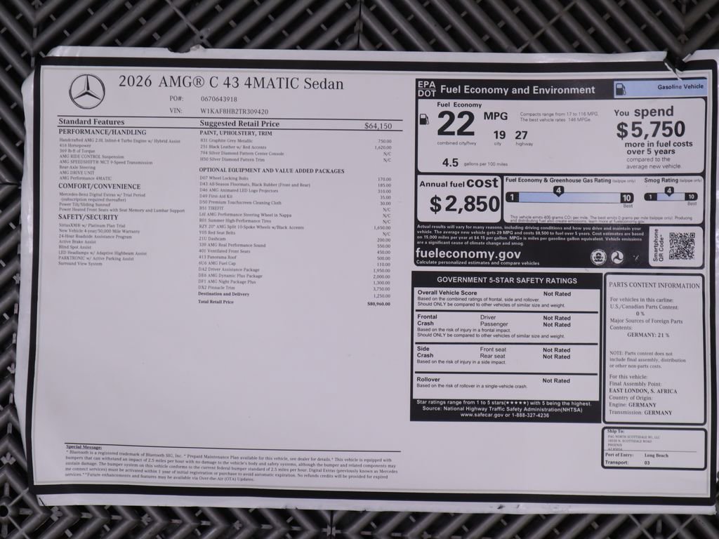 New 2026 Mercedes-Benz C 43 AMG 4MATIC Sedan image 9