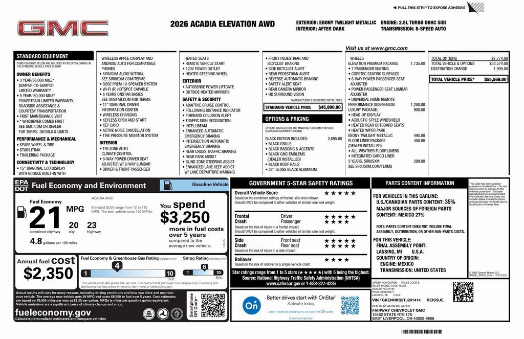 New 2026 GMC Acadia Elevation w/ Black Edition AWD/4WD image 4