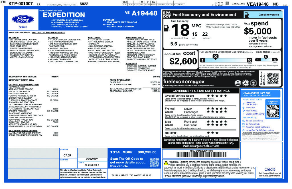 New 2027 Ford Expedition Platinum w/ Platinum Ultimate Package AWD/4WD image 5