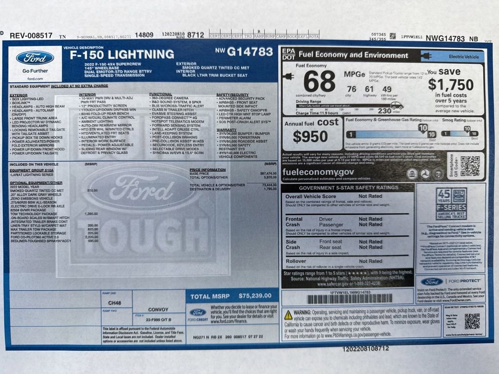 Used 2022 Ford F150 Lightning Lariat w/ Tow Technology Package AWD/4WD image 24
