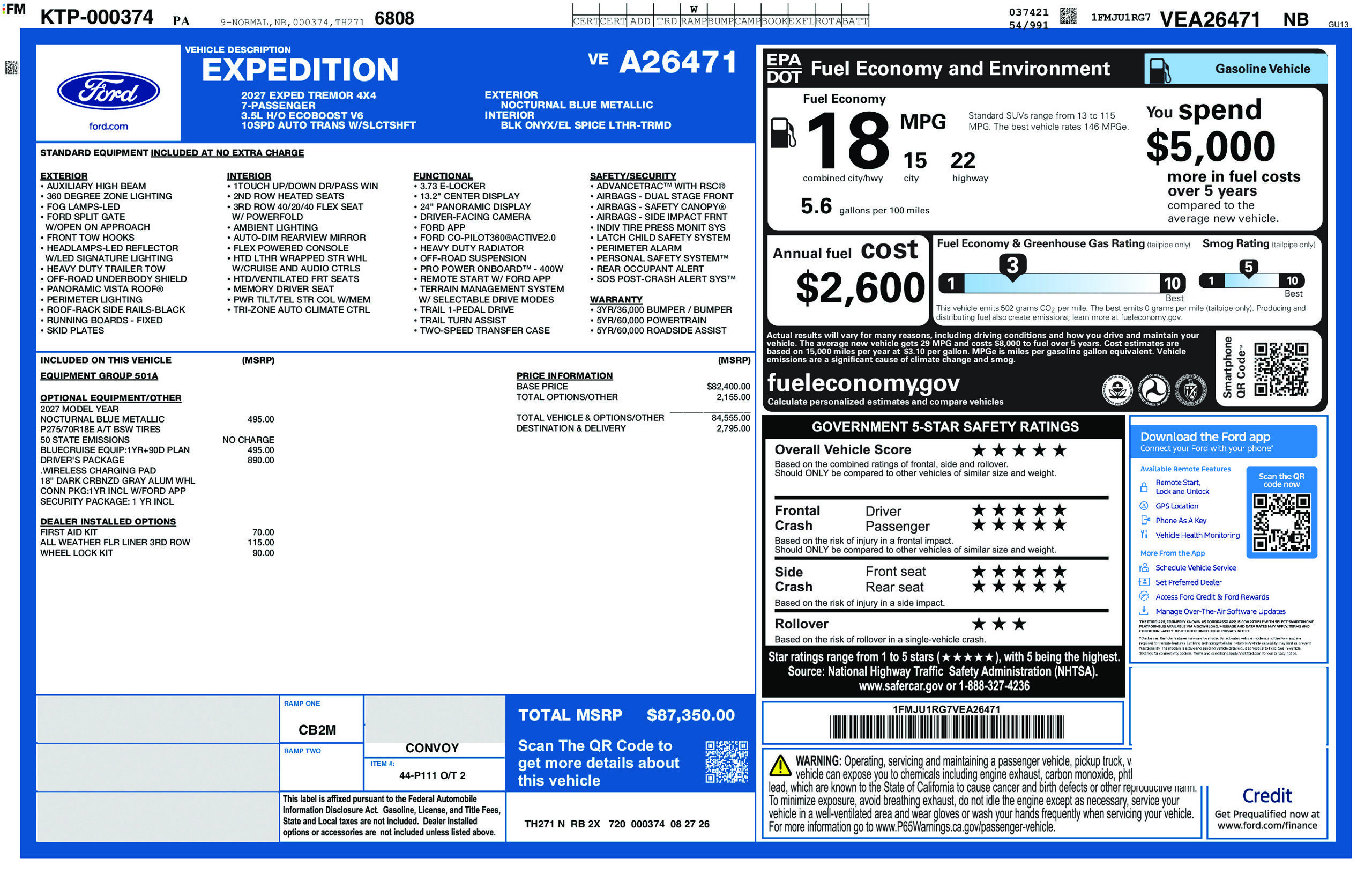 New 2027 Ford Expedition Tremor w/ Driver's Package AWD/4WD image 6