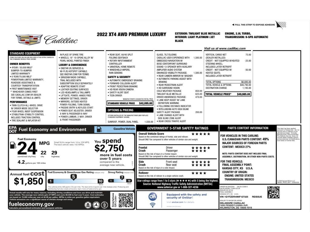 Certified 2022 Cadillac XT4 Premium Luxury w/ Enhanced Visibility Package AWD/4WD image 9