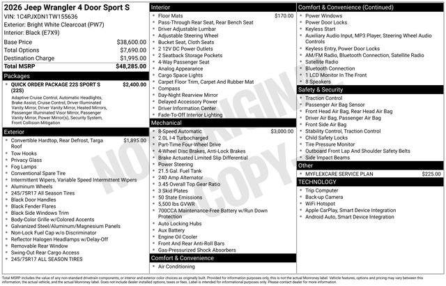 New 2026 Jeep Wrangler Unlimited Sport AWD/4WD image 29