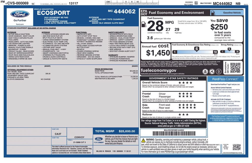Used 2021 Ford EcoSport SE FWD image 5