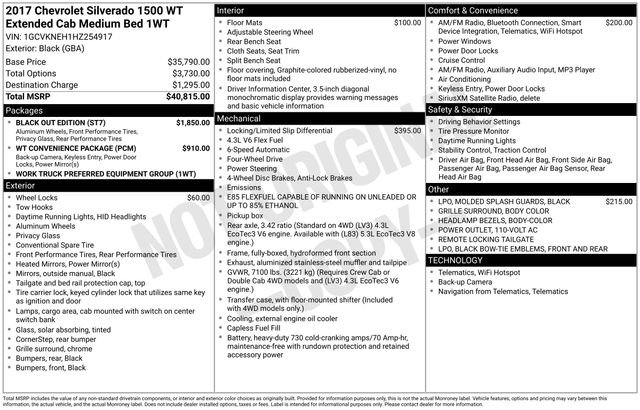 Used 2017 Chevrolet Silverado 1500 W/T w/ Black Out Edition image 1