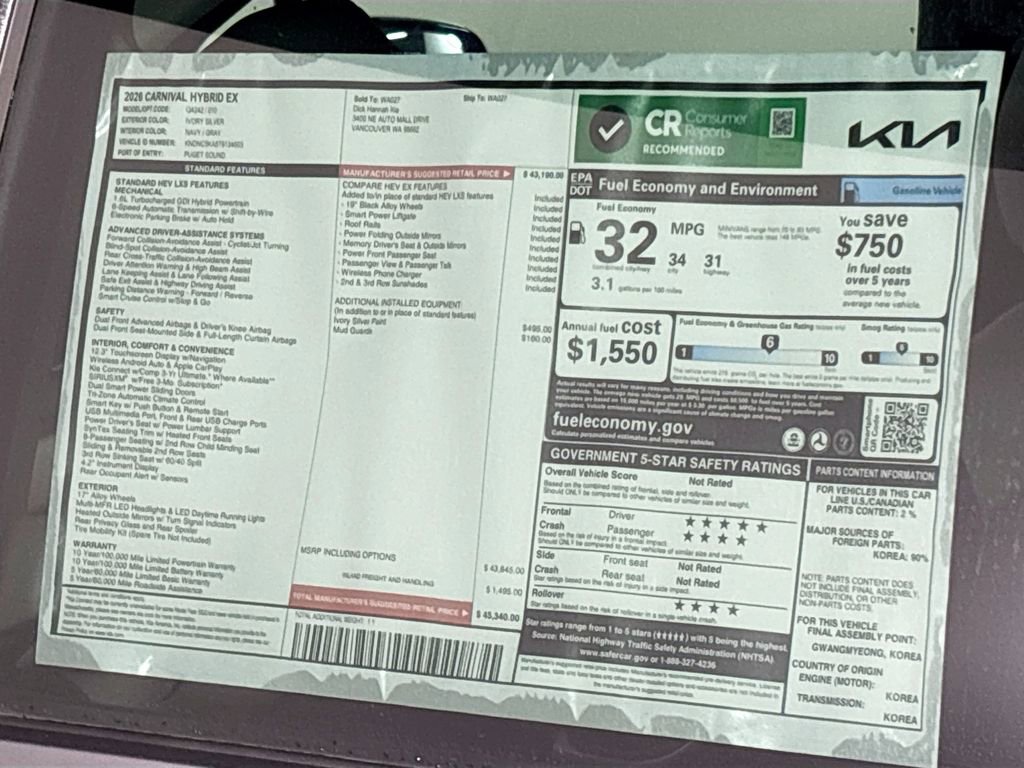 New 2026 Kia Carnival EX image 23