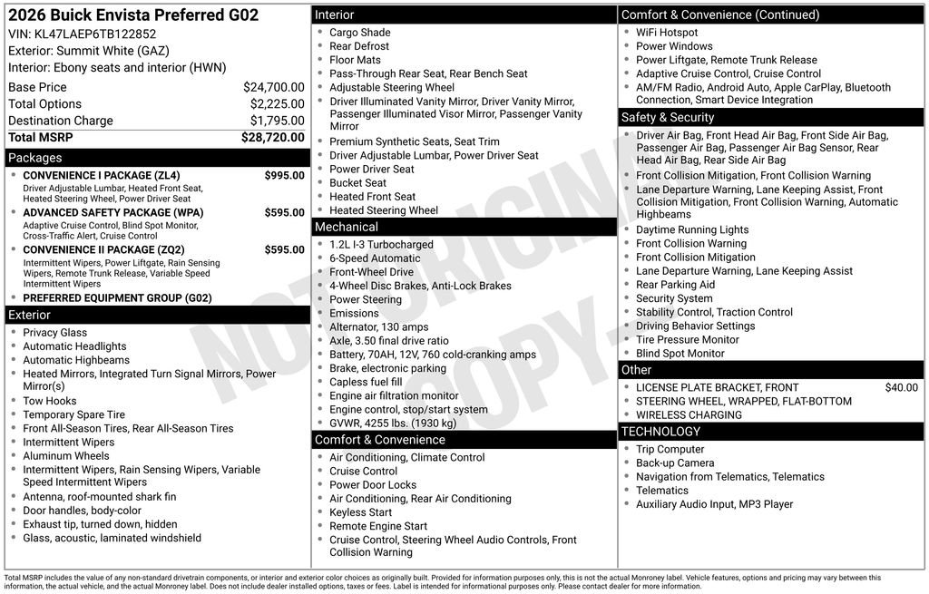 New 2026 Buick Envista Preferred w/ Convenience I Package FWD image 12