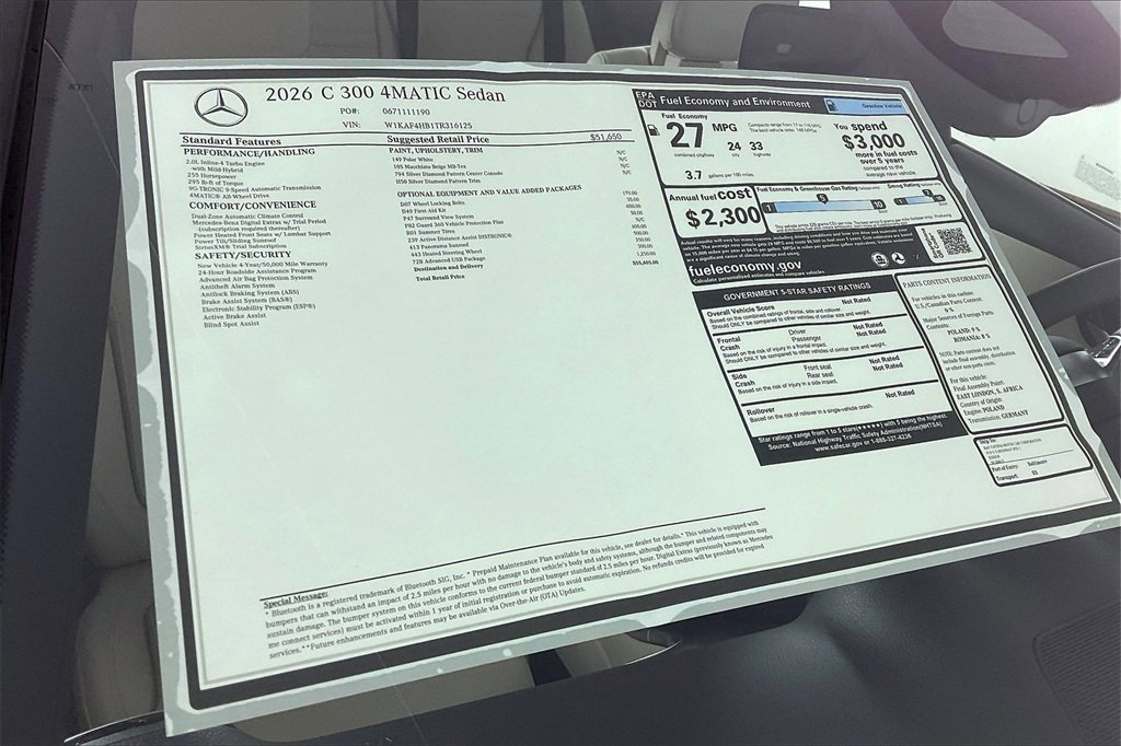 New 2026 Mercedes-Benz C 300 4MATIC Sedan image 13
