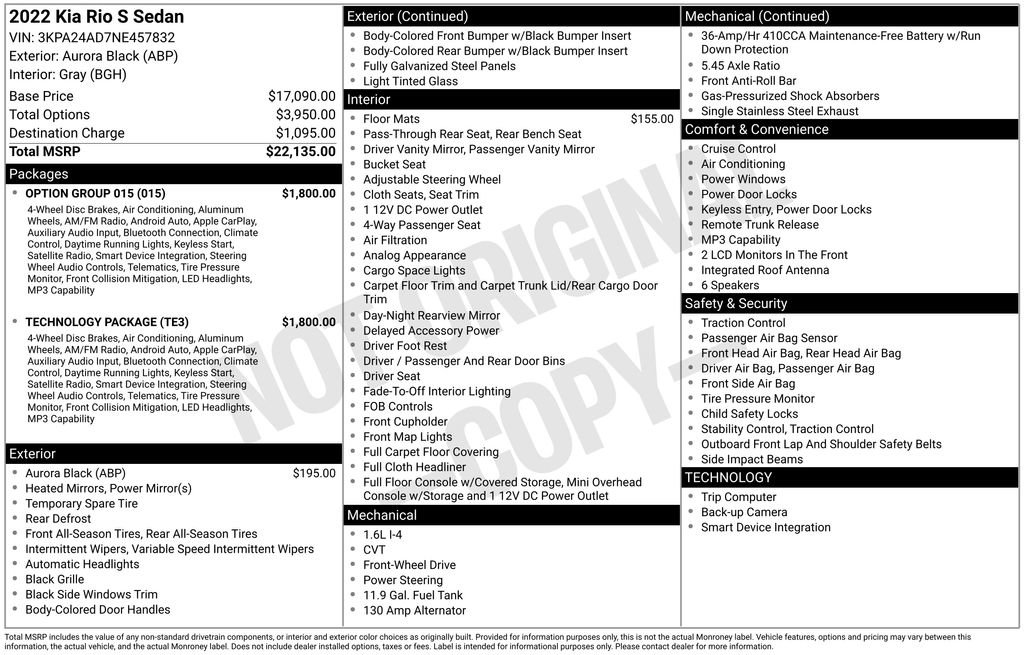 Used 2022 Kia Rio S w/ Technology Package FWD image 6