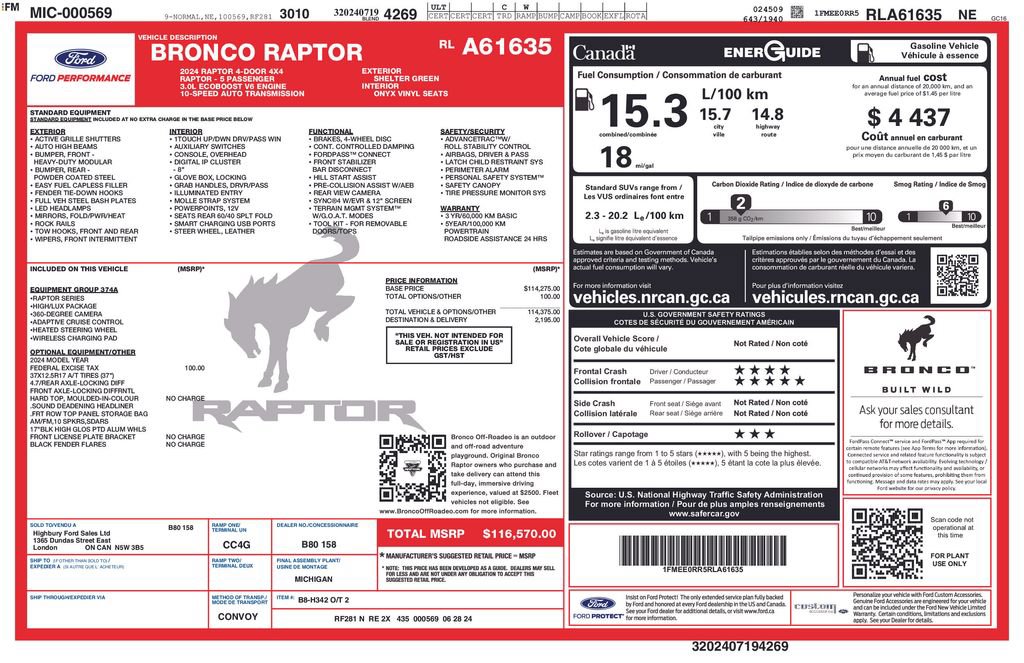 Used 2024 Ford Bronco Raptor AWD/4WD image 2
