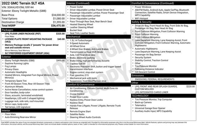 Used 2022 GMC Terrain SLT w/ LPO, Floor Liner Package image 5